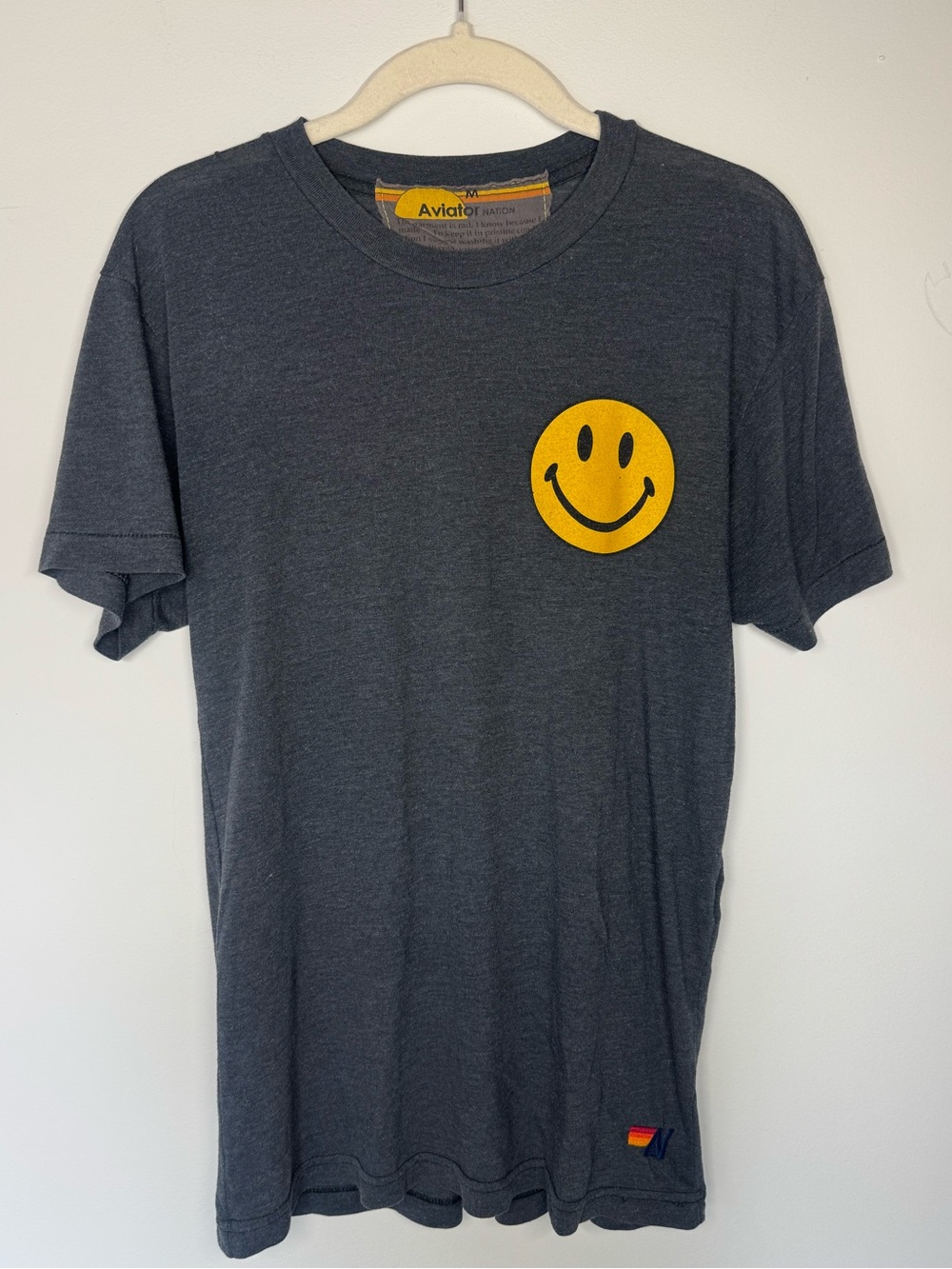 Aviator Nation Smiley 2 Crew Tee- Charcoal